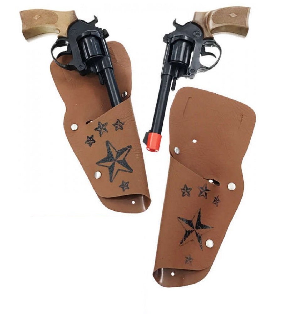 Deputy Sheriff Double Holster Toy Cap Guns 8 Ring Shot Replica Pistol